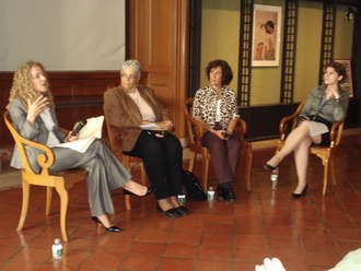 Vicki, Pat Cummings, Susanna Reich, and Elizabeth Bird at the New York Public Library